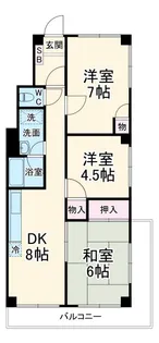 勝栄ハイツB棟【3階】の間取り