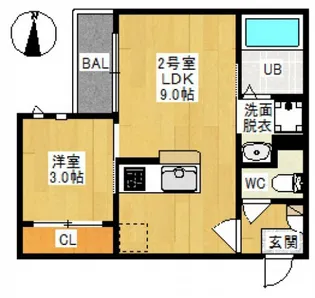 Grandtic Fleurir 西崎【1階】の間取り