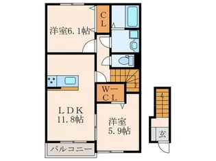Calme crique戸畑駅西EAST棟【2階】の間取り