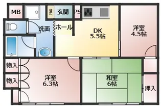 ホーユウパレス衣笠公園【3階】の間取り