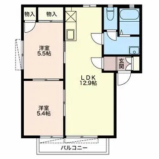 ディアス田中 E・F【2階】の間取り