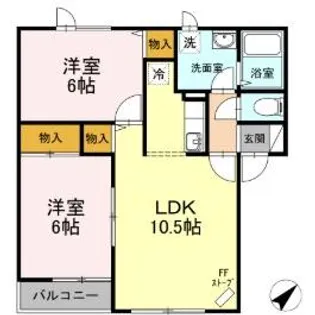 エクセルコート美原B【1階】の間取り