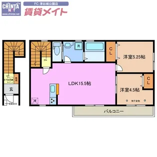 リーブルファイン津興2号棟【2階】の間取り