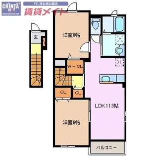ウォーリック スクエア III【2階】の間取り