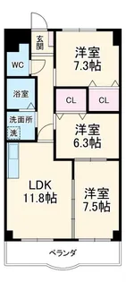 ロイヤル芝原北館【4階】の間取り