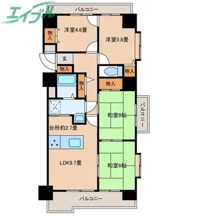 ライオンズマンション川原町【3階】の間取り