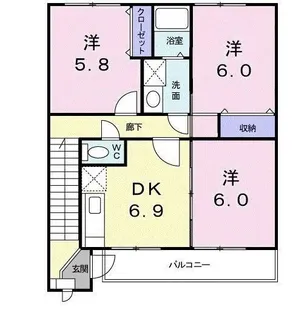 パストラル北上II【2階】の間取り