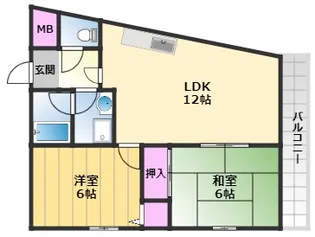 JSC岸和田【3階】の間取り