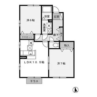 グリーンハウスB【1階】の間取り