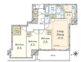 プラウドタワー芝浦【30階】の間取り