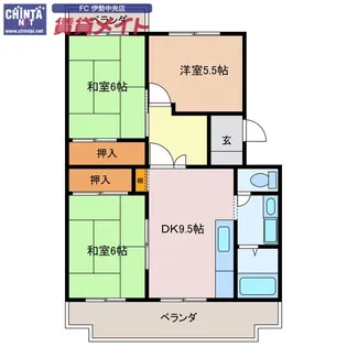 クレール船江山【3階】の間取り