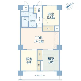 リリエンハイムC棟【9階】の間取り