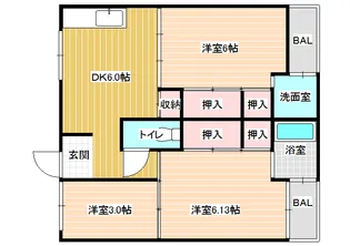 ビレッジハウス見瀬6号棟【3階】の間取り