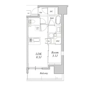 Brillia名駅二丁目【5階】の間取り