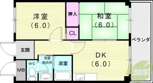 ゲルメンハイツ【4階】の間取り