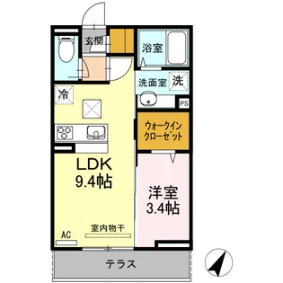 ベルヴェデーレB【1階】の間取り