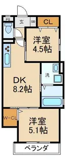 クリエオーレ北中振【2階】の間取り