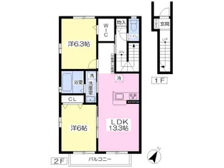 MITSUI KAI WEST【2階】の間取り