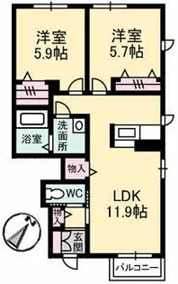 ガーデンズ多治米 B棟【1階】の間取り