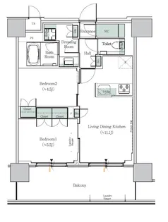 ONE ROOF RESIDENCE NISHINIPPORI【12階】の間取り