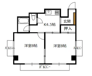 桂ビル(2K)【4階】の間取り