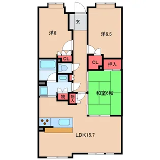 サンクレイドル水戸【7階】の間取り