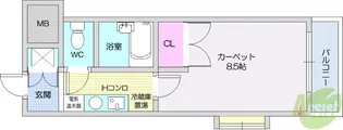 シャンブル向山【4階】の間取り