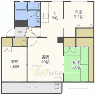 テレパレス北郷白石駅前1号棟【2階】の間取り