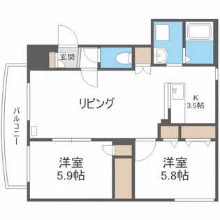 プレミール東札幌【4階】の間取り