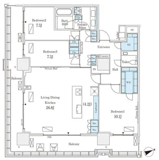 ロイヤルパークス品川【28階】の間取り