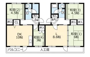 UR 泉南一丘団地 63棟【4階】の間取り