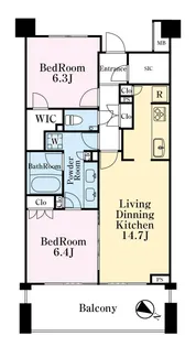 横濱紅葉坂レジデンス 参番館【2階】の間取り