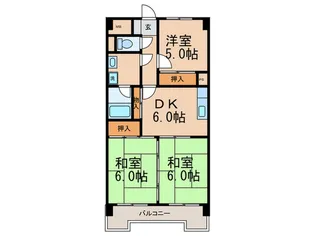 本多ハイツ原町【6階】の間取り