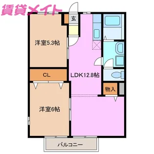 ポワソンボワールB【2階】の間取り
