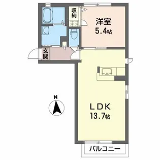 ソレイユB【1階】の間取り