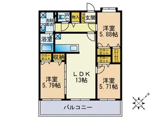 ニューベリーヒルズ空港南【2階】の間取り