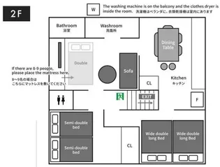 西蒲田フレキシブルアパートメント(民泊特区想定・2階のみ)【2階】の間取り
