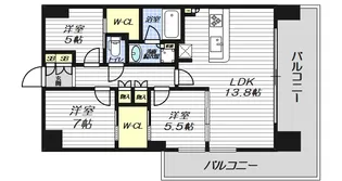 ザ・グランドグレイス大阪西九条【14階】の間取り