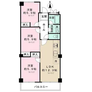 三井フラット【3階】の間取り