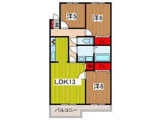アプリコットガーデン宮前A棟【1階】の間取り