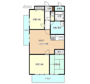 グランドール沖野上【3階】の間取り