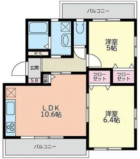 2LDKの間取り画像