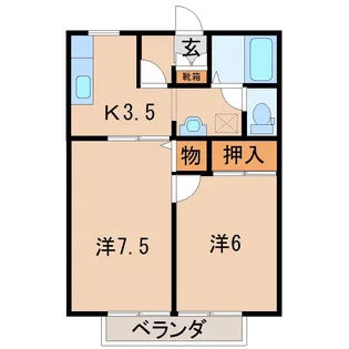 サンガーデン川俣E【1階】の間取り