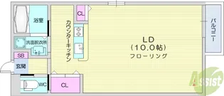 レヴァムール中島丁【2階】の間取り