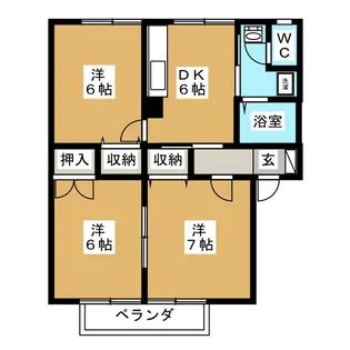 ハイカムール丸田【1階】の間取り