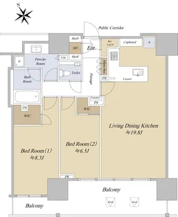 グランドヒルズ恵比寿【15階】の間取り
