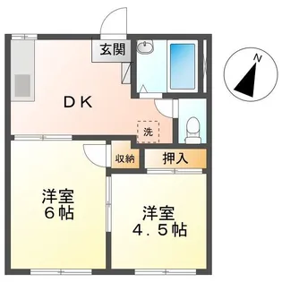 岡山県玉野市田井4【アパート】の間取り