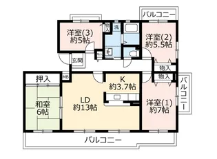 URコンフォールかぶと台【2階】の間取り