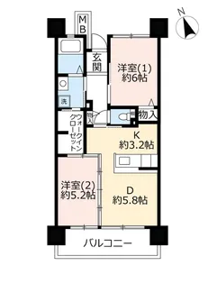 UR浜甲子園なぎさ街【2階】の間取り