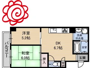 大橋マンション2番館【1階】の間取り